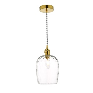 Pendant Light Fixture Dar Hadano Single, Natural Brass, Dimpled Glass Shade dizajnove svietidlo