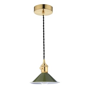 Suspended Ceiling Light Dar Hadano Single, Natural Brass, Olive Shade – dizajnové svietidlo