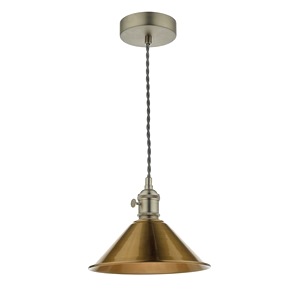 Ceiling Pendant Lamp Dar Hadano Single, Antique Chrome, Brass Shade â€“ dizajnovÃ© svietidlo
