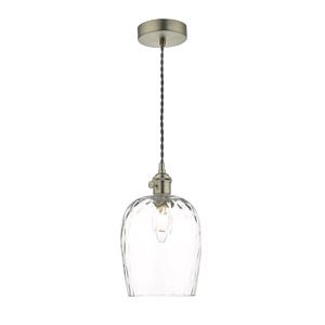 Ceiling Pendant Lamp Dar Hadano Single, Antique Chrome, Dimpled Glass Shade â€“ dizajnovÃ© svietidlo