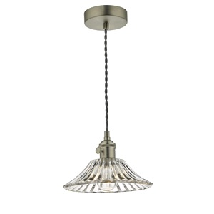 Ceiling-Mounted Pendant Dar Hadano Single, Antique Chrome, Flared Glass Shade – dizajnové svietidlo