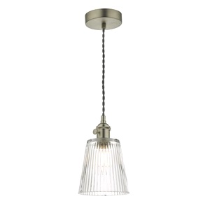 Dar Hadano Single, Antique Chrome, Ribbed Glass Shade – dizajnové svietidlo
