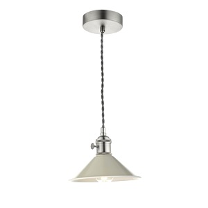 Pendant Ceiling Light Dar Hadano Single, Antique Chrome, Taupe Shade – dizajnové svietidlo