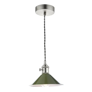 Modern Pendant Ceiling Lamp Dar Hadano Single, Antique Chrome, Olive Shade – dizajnové svietidlo