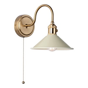 LED Wall Light Dar Hadano Single Natural Brass, Taupe Shade