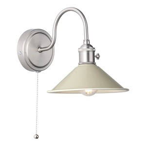 Modern Wall Lamp Dar Hadano Single Light, Antique Chrome, Taupe Shade