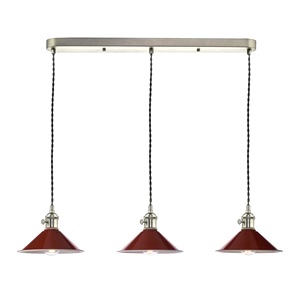 Breakfast Bar Ceiling Pendant Dar Hadano Three Light Antique Chrome, Umber Shades