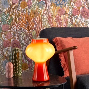 LED Table Lamp Dar Chrissy Orange Art Glass