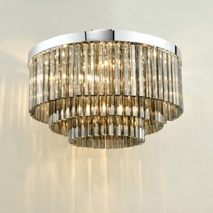 Flush-Mounted Ceiling Lamp Dar Logan Five Light Flush Smoked Glass Rods