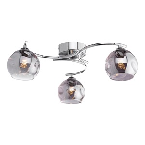 Semi Flush Ceiling Lamp Dar Nakita Three Light Smoked Dimpled Glass Nak5350-15