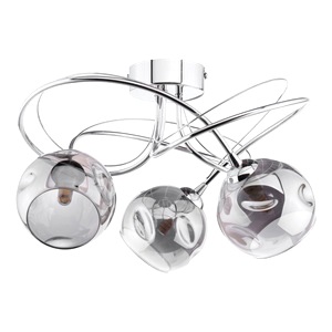 Semi Flush Mount Light Dar Onawa Three Ceiling Lamp, Smoked Glass Ona5350-15