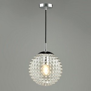 Vintage Hanging Pendant Light Dar Hobnail, Clear Glass